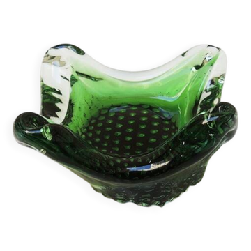 Antique Green Blown Glass Ashtray
