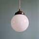 Art Deco trio of suspensions in white opaline, 1930s