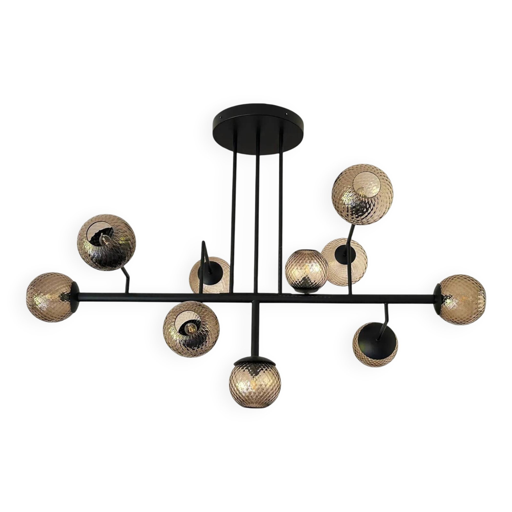 Contemporary Smoked-Fumè "Ballotton" Spheres Attributed to Murano Glass Spu