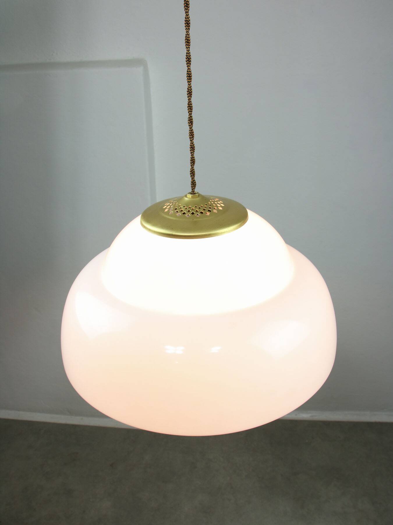 Mid-century Italian Brass and Plexiglass Pendant Lamp