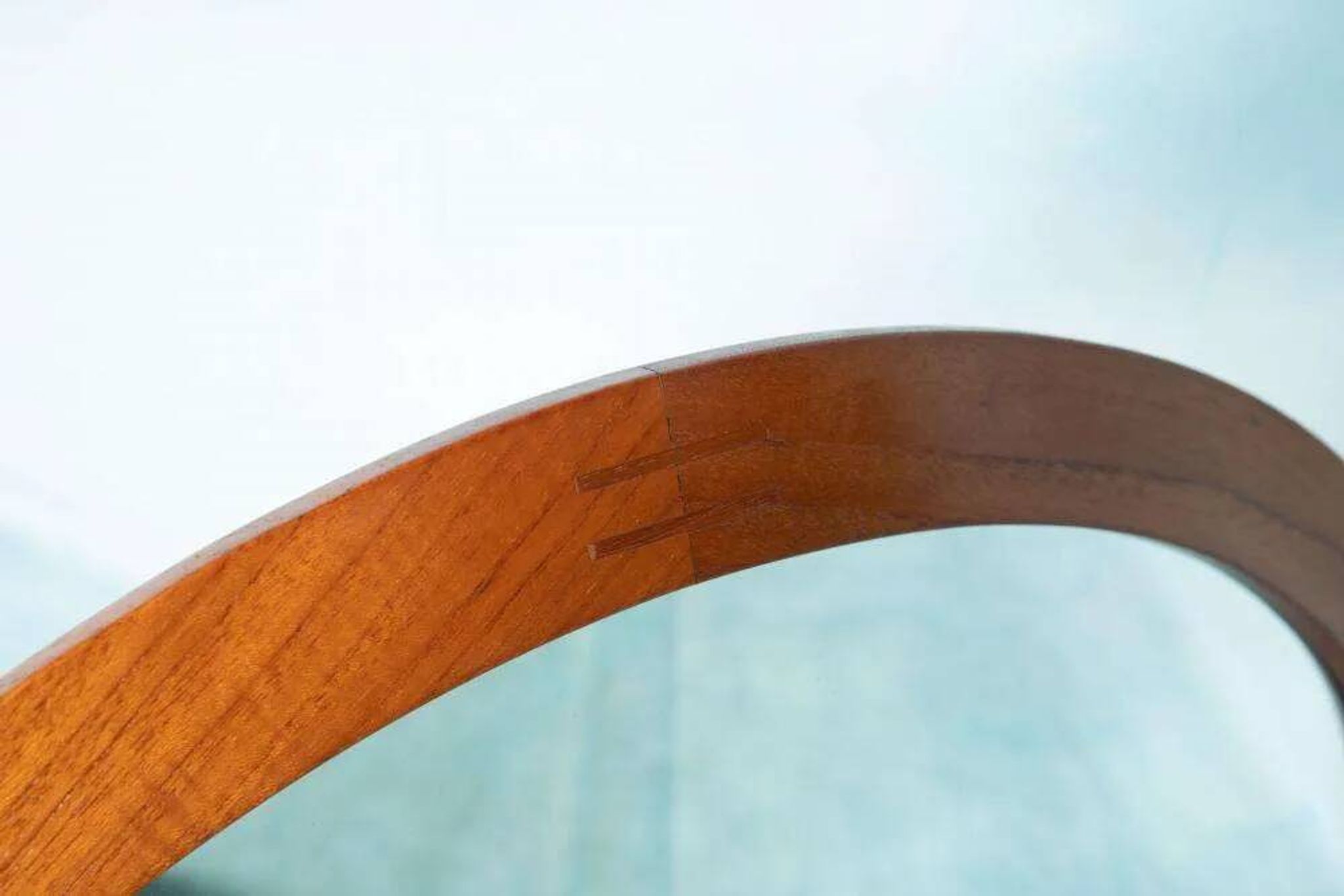 Vintage round mirror Aksel Kjersgaard, Danish teak design.