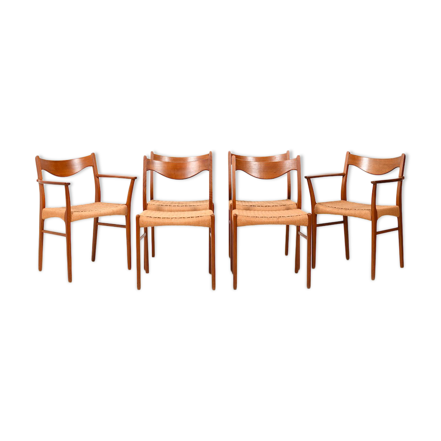 Danish teak dining chairs by Arne Wahl Iversen Glyngøre Stolefabrik