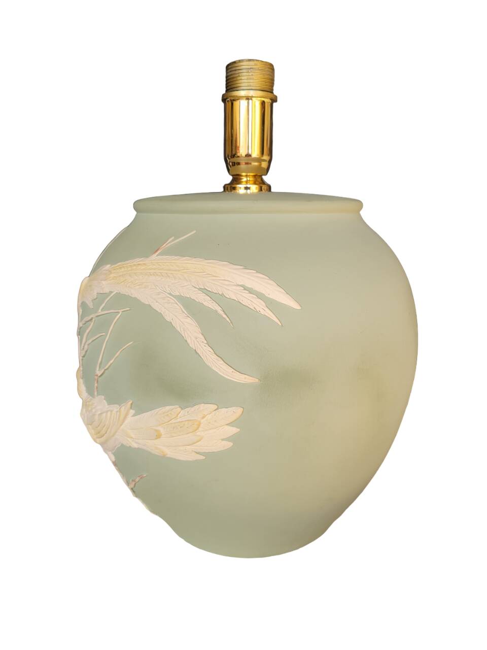 Matt green table lamp and birds in relief