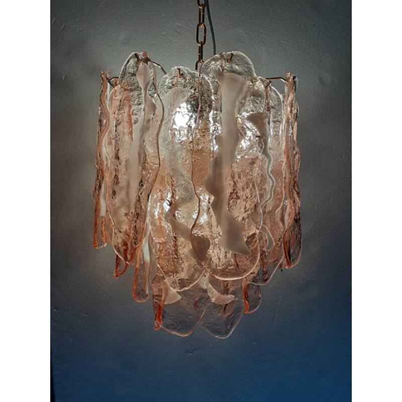 Murano Glass "Spider" Sputnik Chandelier in Pink and White