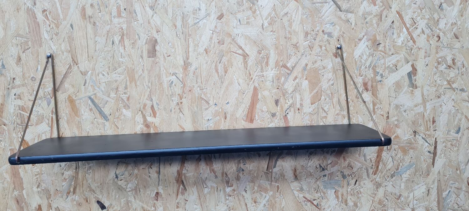 Scandinavian brass and teak shelf