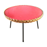 Coffee table wicker and metal design 60s