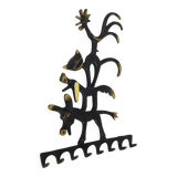 Walter Bosse brass keychains of a donkey, dog, cat, and rooster, Herta Baller, Austria