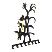 Walter Bosse brass keychains of a donkey, dog, cat, and rooster, Herta Baller, Austria