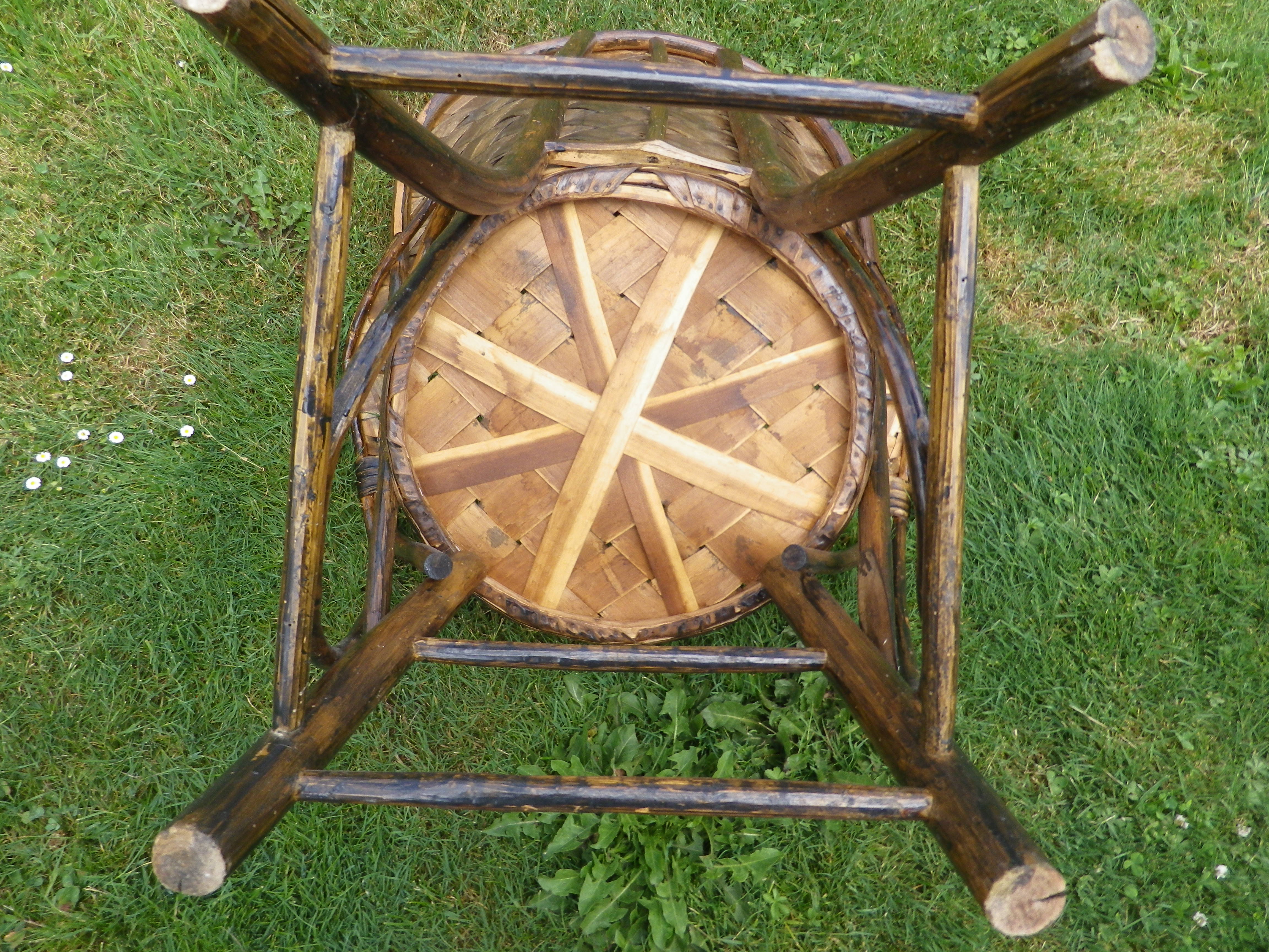Bamboo and chestnut armchair