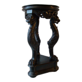 Sellette guéridon Napoléon III en bois noirci tête et pattes de lion 68 cm