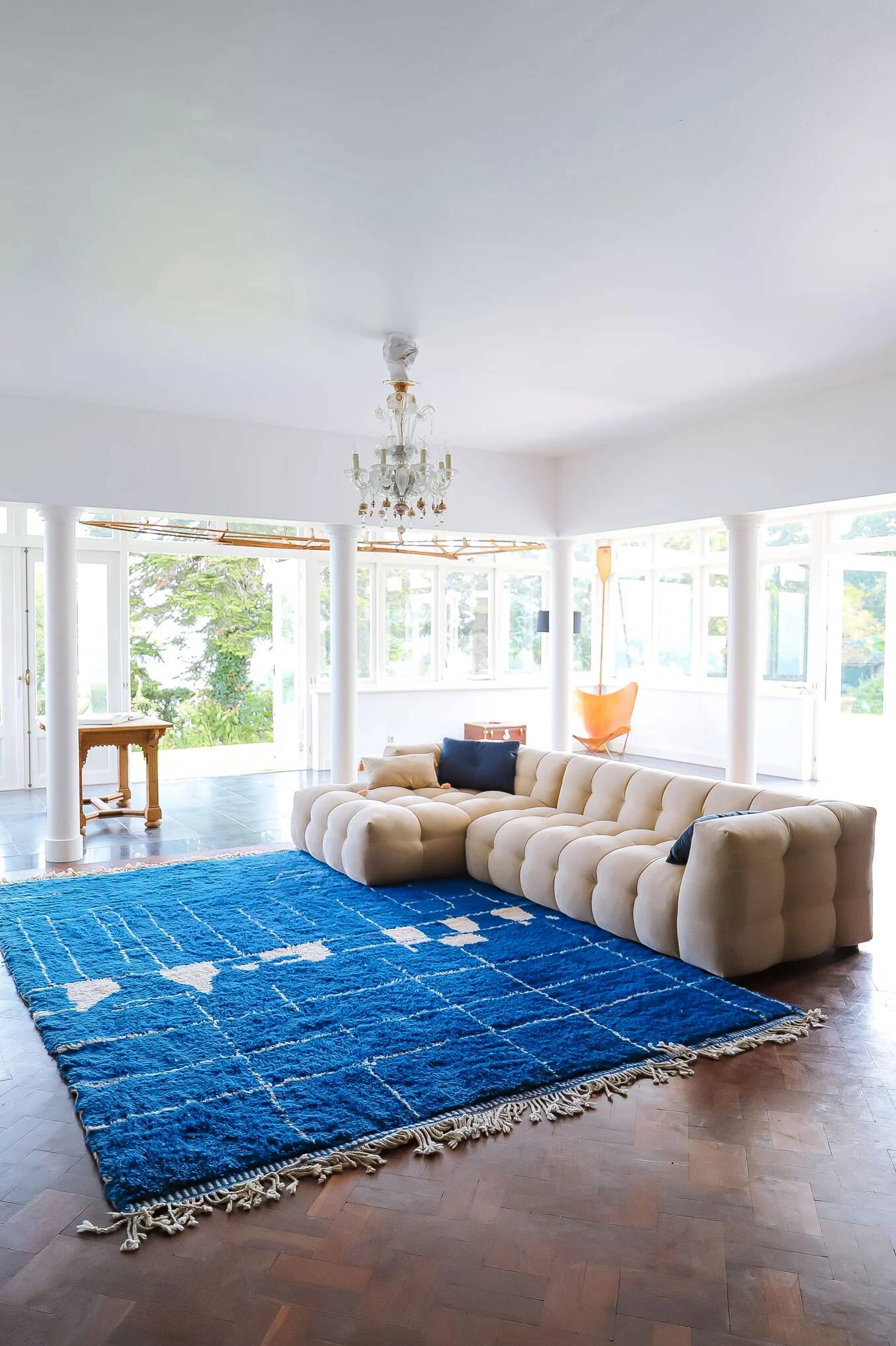 Vintage cobalt blue Moroccan Berber rug or carpet