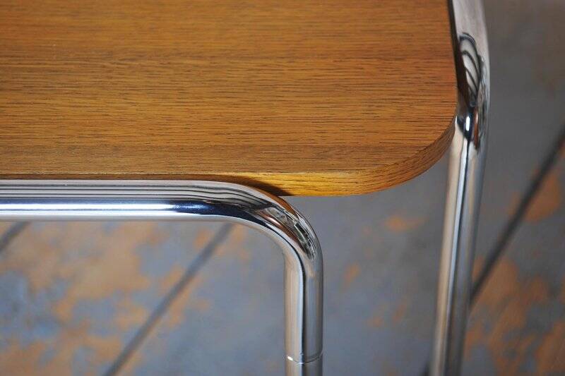 Bauhaus Dining Table, attributed to R. Slezák, Chrome, Polished Oak, Czech, 1930s