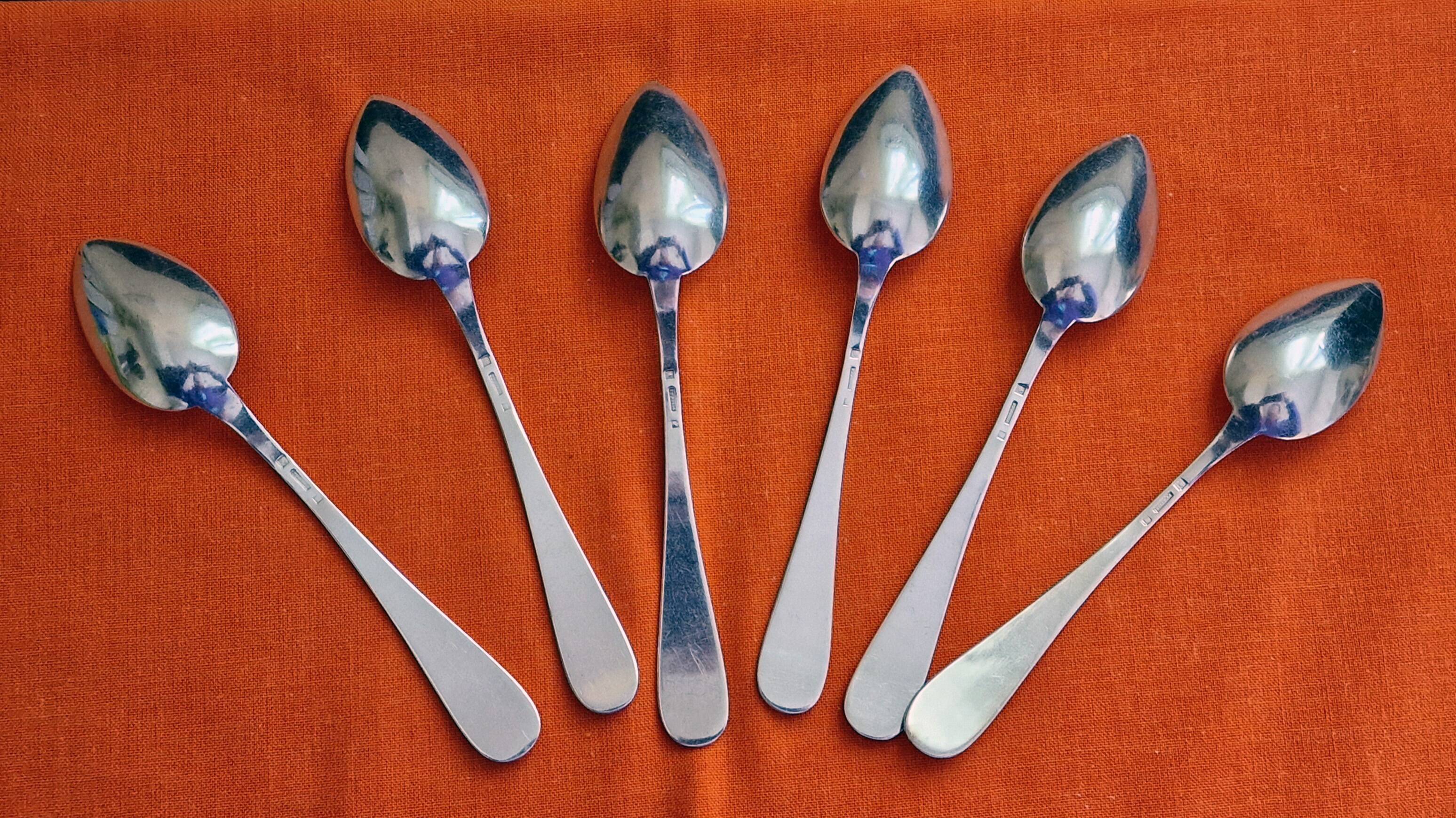 6 small silver-plated spoons