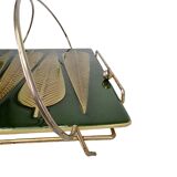 Plat de service vintage St. Clément dans son support, années 1950