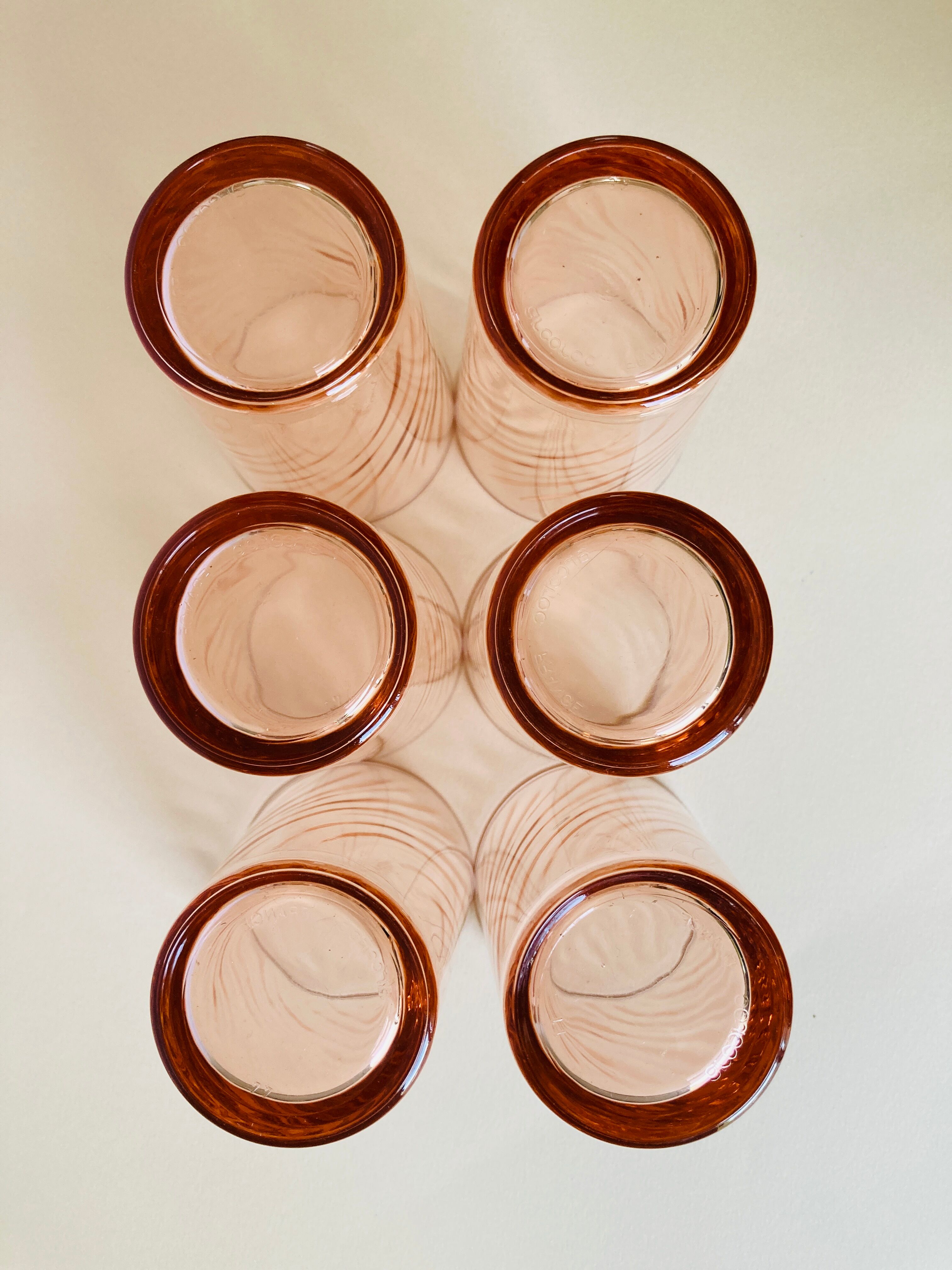 Lot of 6 vintage glasses Rosaline Arcoroc 80s