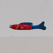 Poisson Bozo rouge et bleu en bois  (Mali)