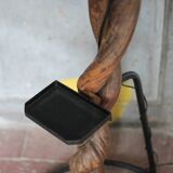 Liane and metal floor lamp with perforated leather shade featuring elephant patterns, lise.