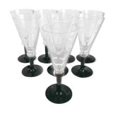 Set of 8 old glasses engraved black feet