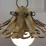 Vintage Wrought Iron Intricate Pendant Lamp, 1930s