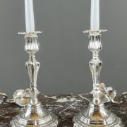 Pair of silver-plated candelabra, Louis XV style, 20th century