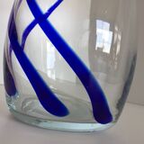 Thick glass vase modernist design cobalt edging murano style
