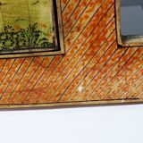 Mirror window Rajasthan in hand-painted bone decor with an ancient horseman from the early 20th century.