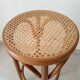 Vintage curved wooden high stool and tanned seat