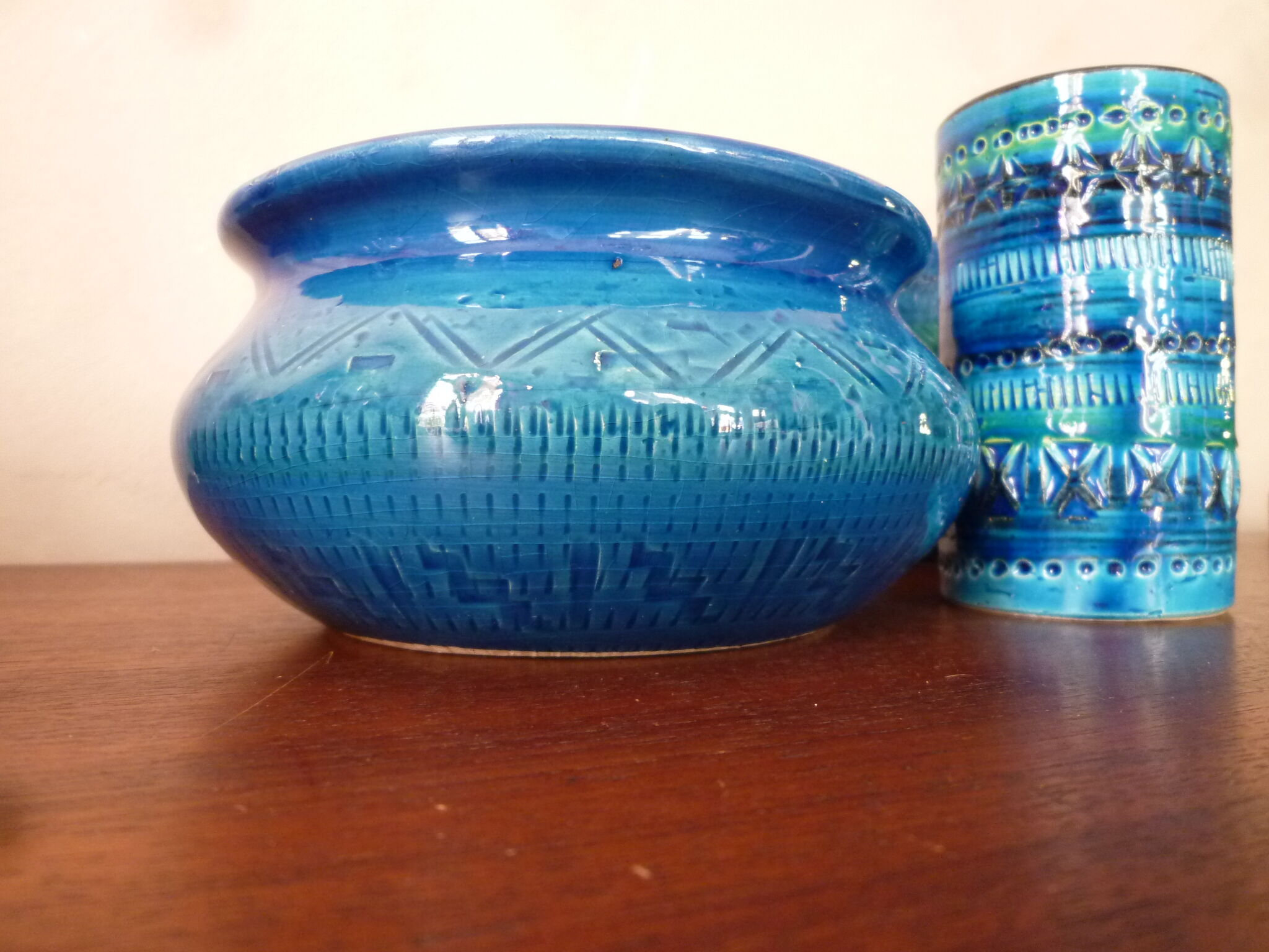 Vase and cache blue pots Bitossi