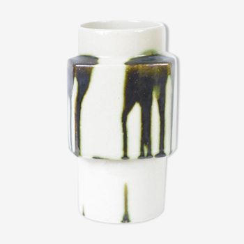 Ditmar Urbach ceramic vase, cream and dark green 1970