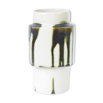 Ditmar Urbach ceramic vase, cream and dark green 1970