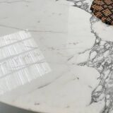60s marble table with chrome cross base