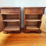 Pair of oak art deco bedside tables