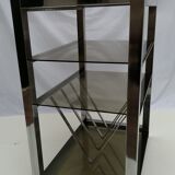 Hi-fi cabinet year 1970, chrome and smoked glass