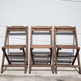 Lot 3 folding chairs wood