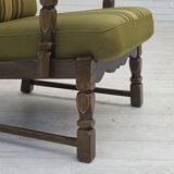 1970s, pair of Danish armchairs, original green furniture wool, oak wood.