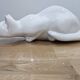 Elpa Alcobaca Portugal céramique chat blanc yeux en verre bleu, années 1980