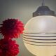 Vintage art deco globe pendant lamp in yellow and gold granite glass