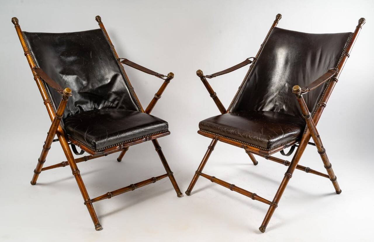 Pair of officers' armchairs