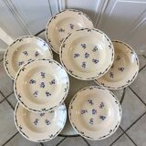 Set of 7 hollow plates k&g lunéville model "flore" 30s