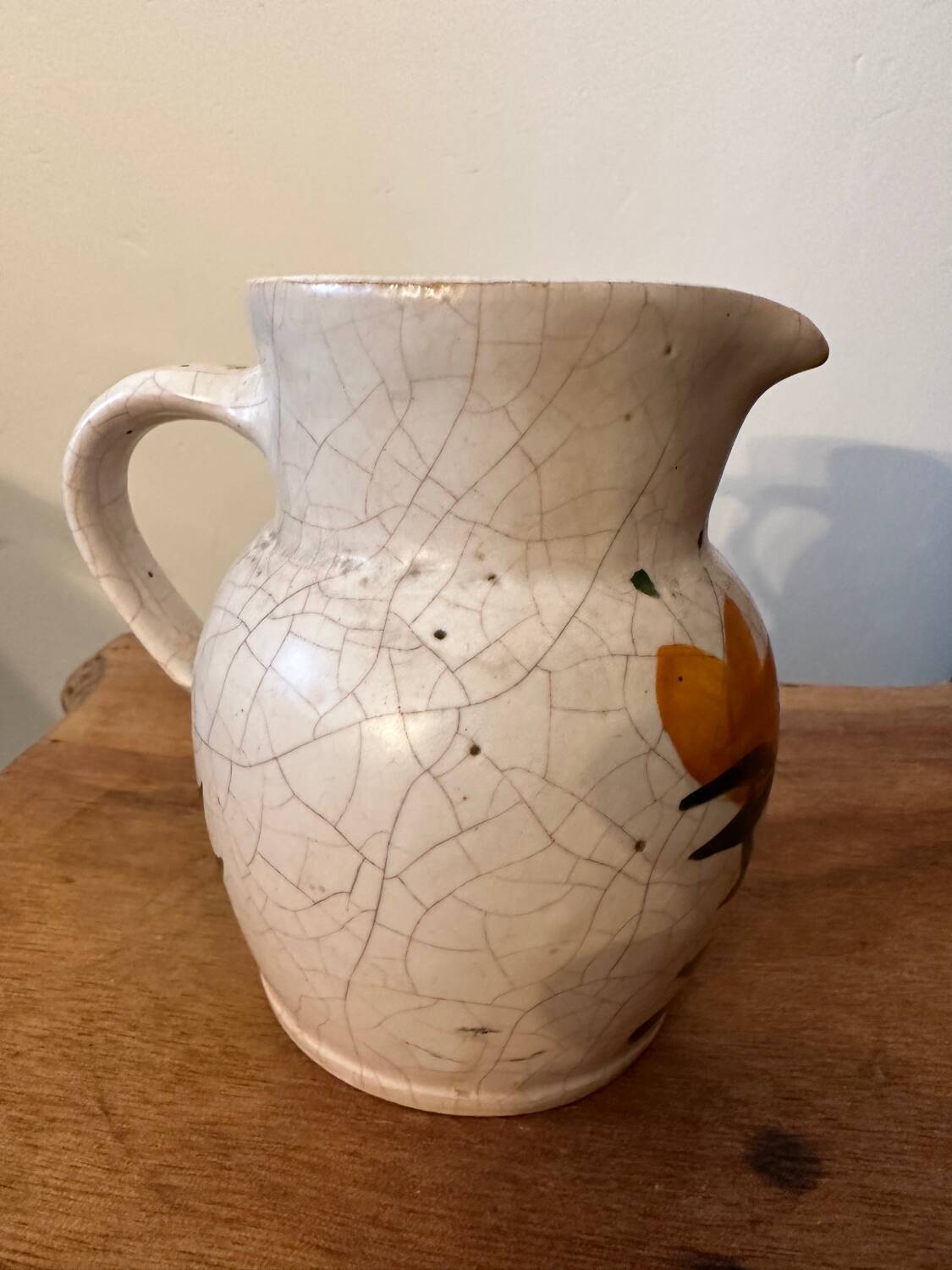 Vintage - Poterie du Marais Pitcher - Cracked Enameled Stoneware