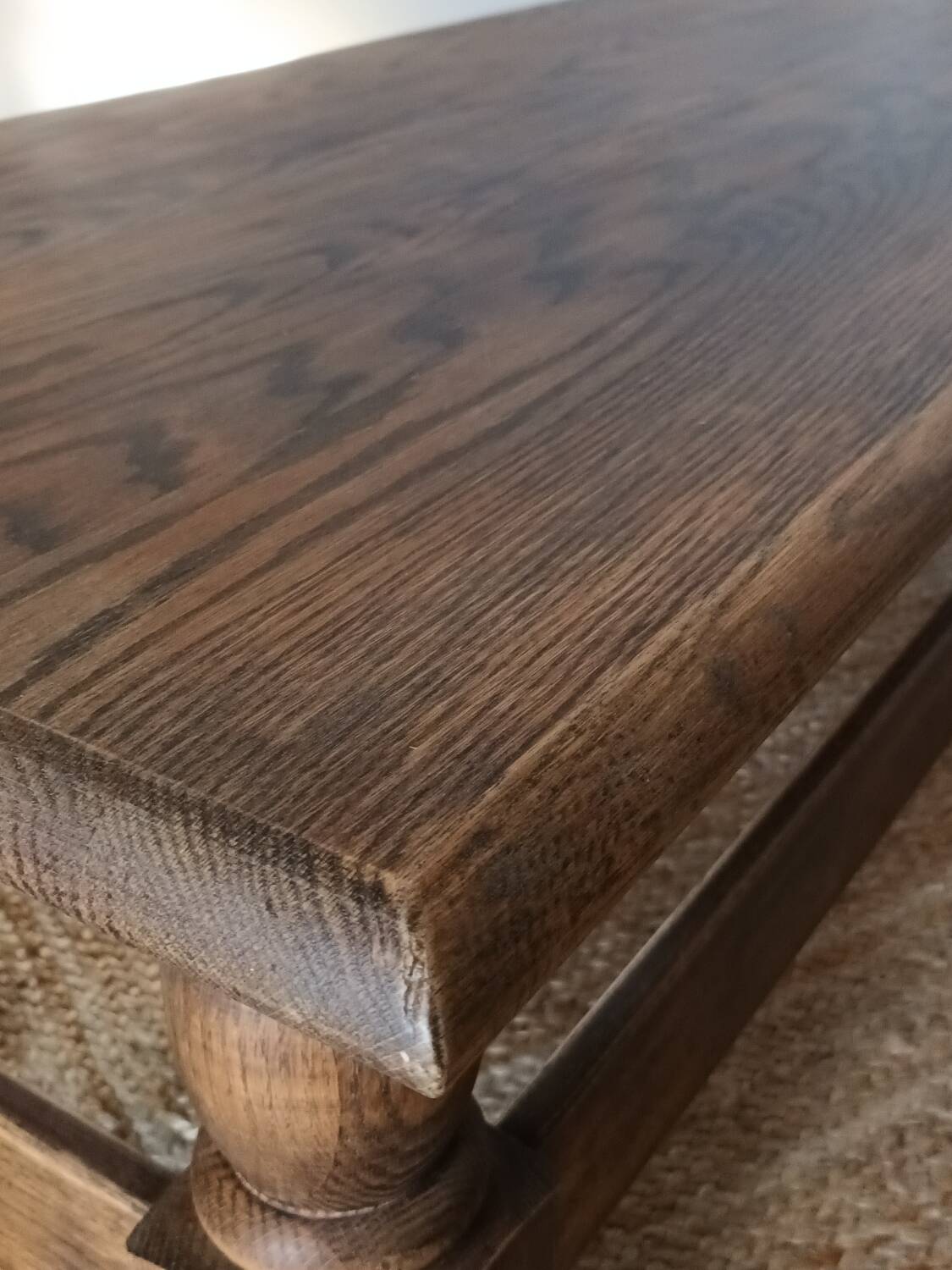 Vintage Brutalist Solid Oak Coffee Table