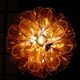 Vintage Murano chandelier, Murrina style, with amber glass petals.