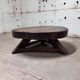 Vintage round oak coffee table, brutalist wabi-sabi, 1950s.