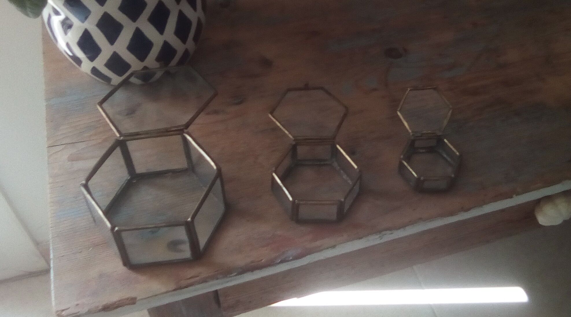 Jewelry box showcase trundle glass and brass 50s/60s