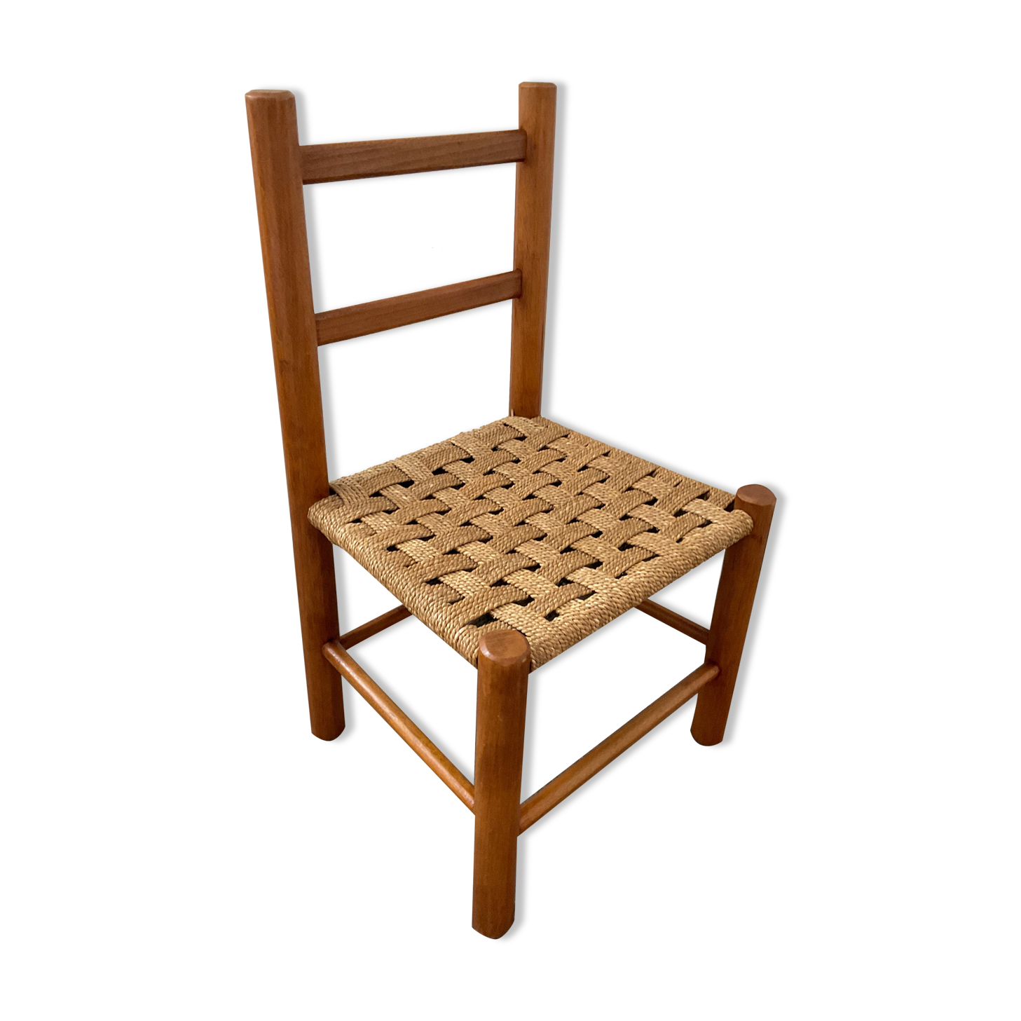 Chaise enfant scandinave en bois et assise corde