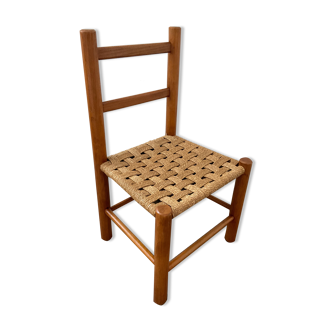 Scandinavian wooden children's chair and rope seat