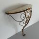 Mid-century floating wall console in wrought iron, 1950, Italy