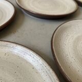 service a dessert 6 assiettes plates + 2 creuses en gres de gien, 1970