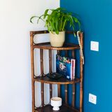Rattan and bamboo corner shelf