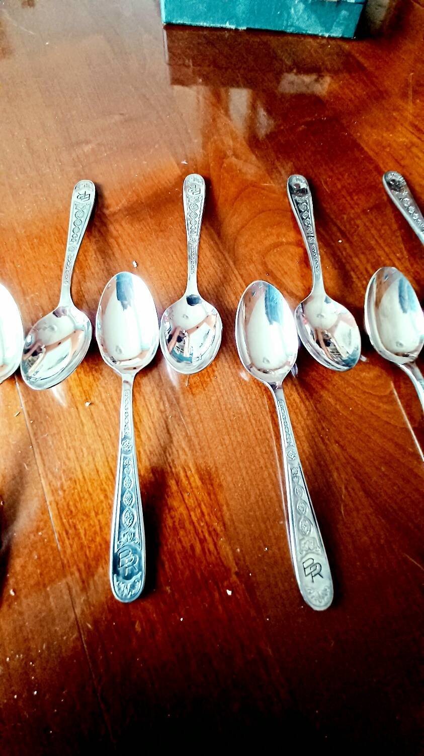 Set of 12 small Christofle Art Deco spoons
